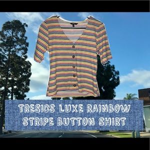 Tresics rainbow striped, button shirt ☀︎
